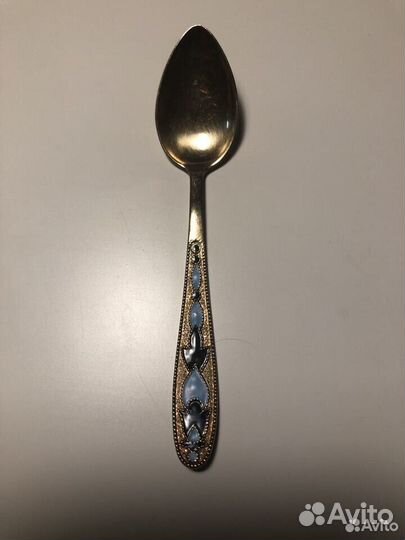 Ложка чайная малая с эмалями, серебро 875, СССР