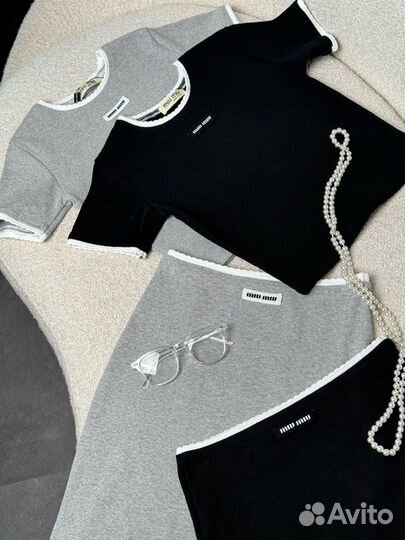 Костюм miu miu футболка юбка 2 цвета