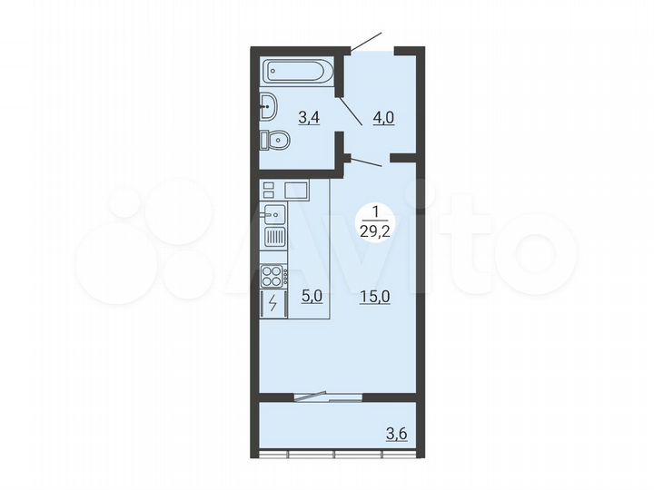 Квартира-студия, 29,2 м², 10/25 эт.