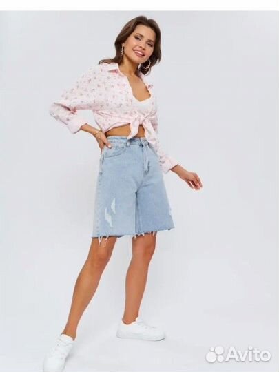 Новые женские шорты Бермуды джинсовые рваные