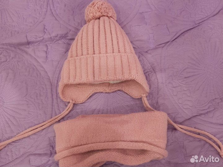 Зимний комплект шапка и снуд 2-3 г