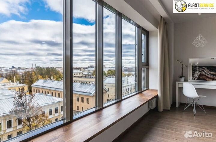 Алюминиевые окна, остекление теплый профиль