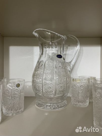 Хрустальный Графин и стаканы Acrystal bohemia