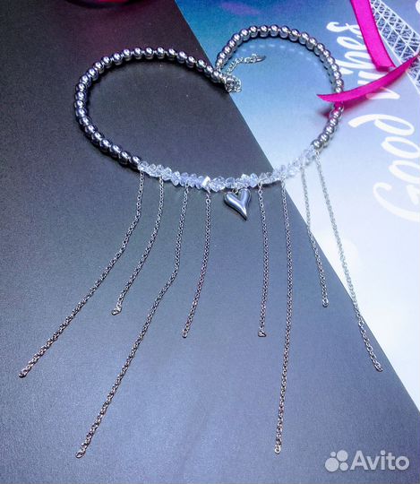 Колье -чокер из гематита в стиле Гранж