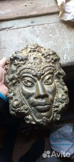 Лицо Будды бронзовая настенная