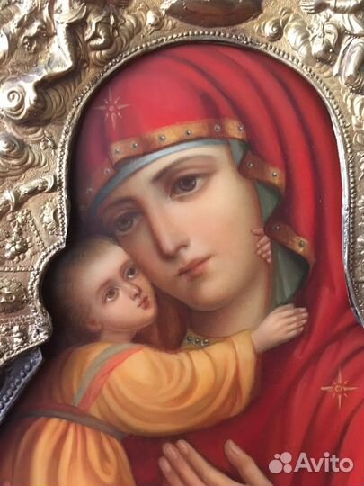 Икона владимирская богоматерь в окладе - продаю