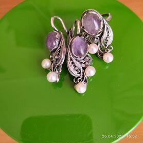 Серьги и кольцо серебрение