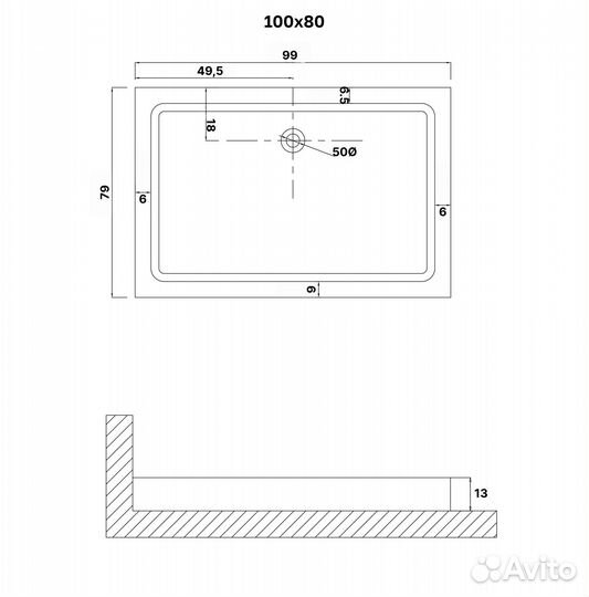 Душевой поддон Niagara Eco NG-P1080-14Q 100х80 белый