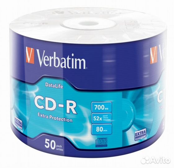 Диски CD-R Verbatim 700Mb 52x (упаковка 50 штук)