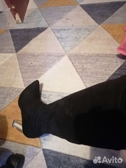 Сапоги ботфорты 39 40 размер замшевые