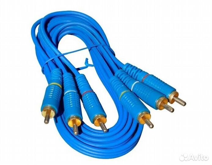 Кабель 3RCA-3RCA, аудио-видео (тюльпаны), 3 метра