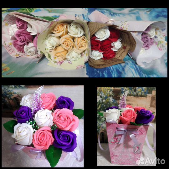 Букеты из мыльных роз