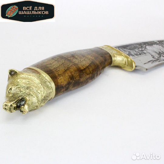 Нож ручной работы кованый Кизляр с головой зверя