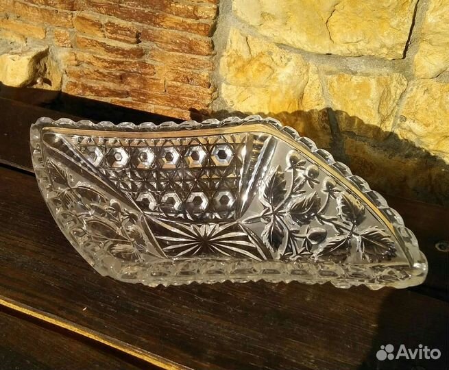 Ваза ладья хрусталь СССР