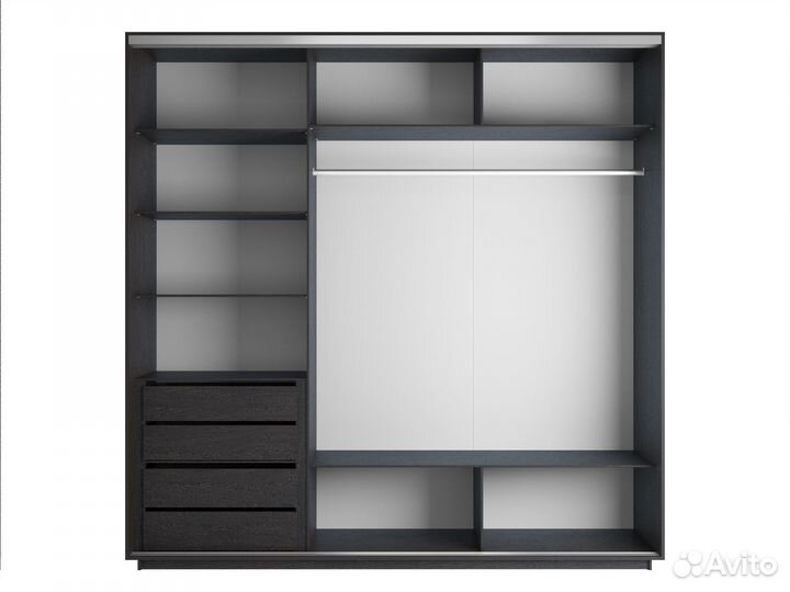 Шкаф купе 3 дверный, зеркальный, венге, 180-300 см