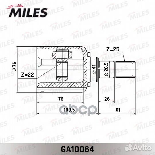 ШРУС hyundai I30/KIA ceed 06-12 внут. GA10064 M