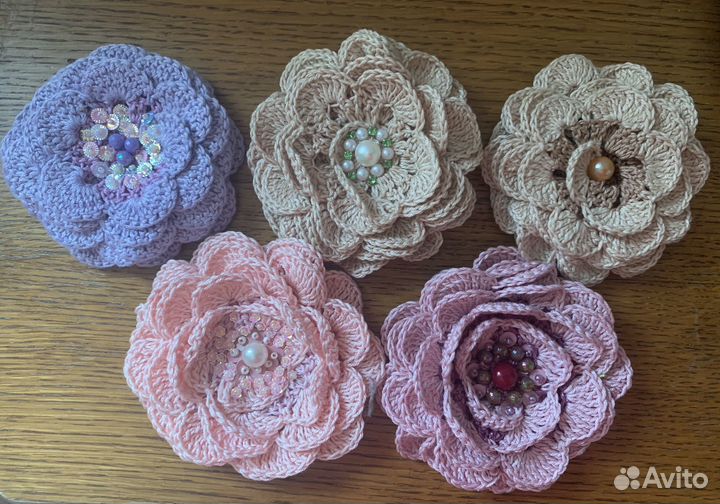 Вязанные цветы