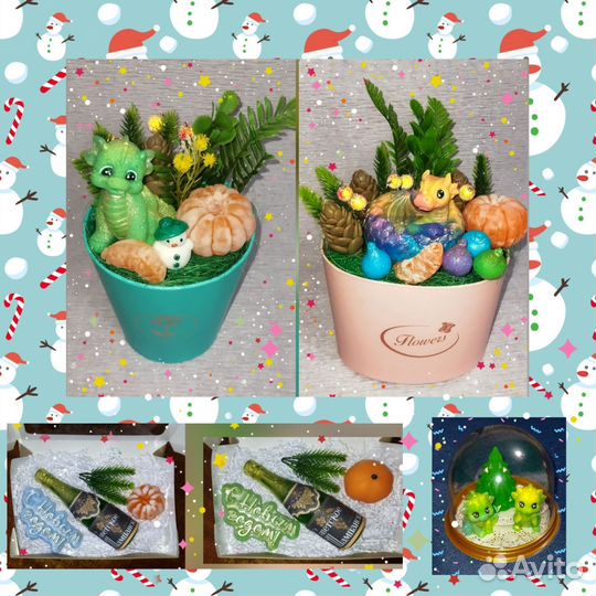 Новогодняя композиция из мыла, дракон, шампанское