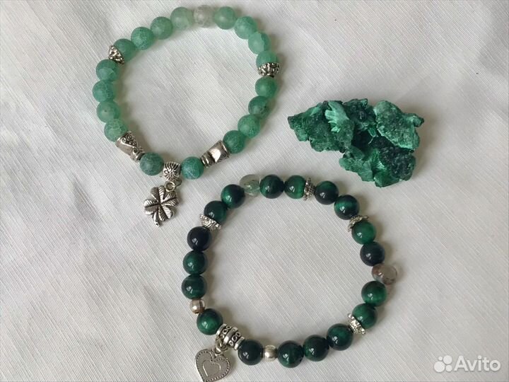 Два Браслета из натуральных камней - оберег амулет