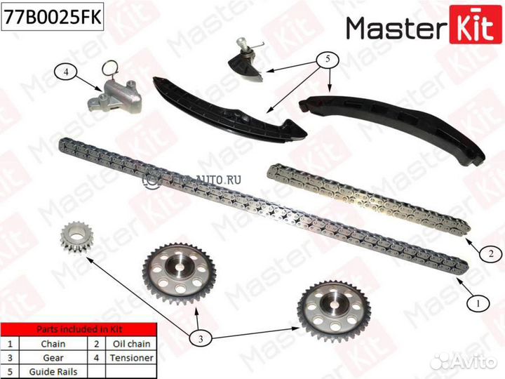 Masterkit 77B0025FK Комплект цепи грм audi. VW 1.4