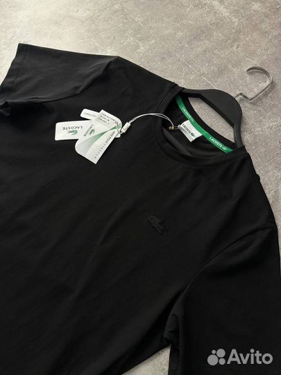 Футболка Lacoste черная мужская люкс