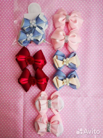 Бантик для волос на резинке, на заколке, на ободке
