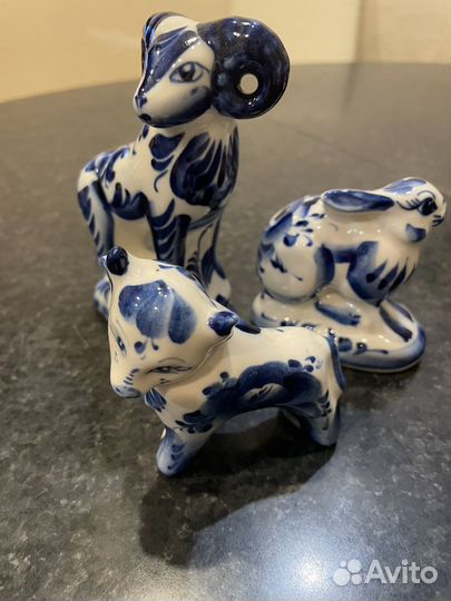 Фигурки дивотных по восточному календарю гжель