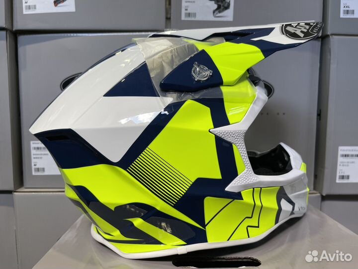 Кроссовый шлем Airoh wraap raze blue gloss