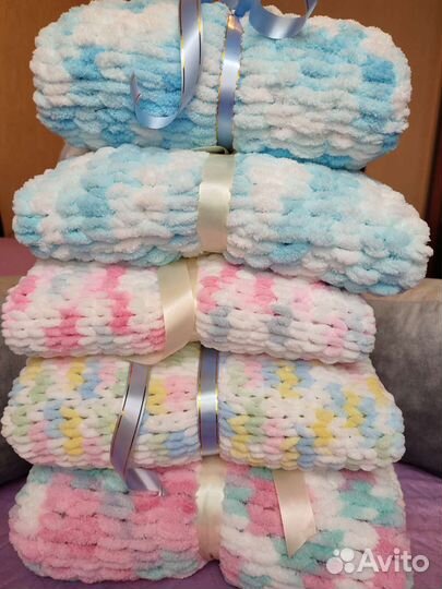 Плюшевый плед ручной работы