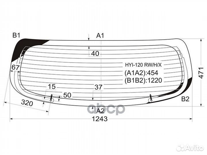 Стекло Заднее (Цвет Зеленый/ Обогрев) Hyundai I