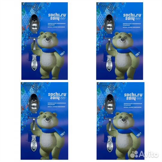 Набор 4 чайных ложки Мишка Олимпиада Сочи 2014