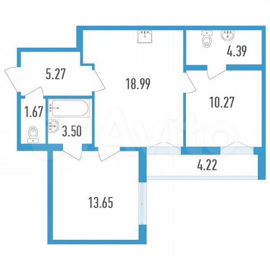 2-к. квартира, 59 м², 2/12 эт.