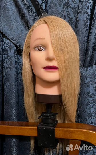 Учебная манекен-голова с натуральными волосами