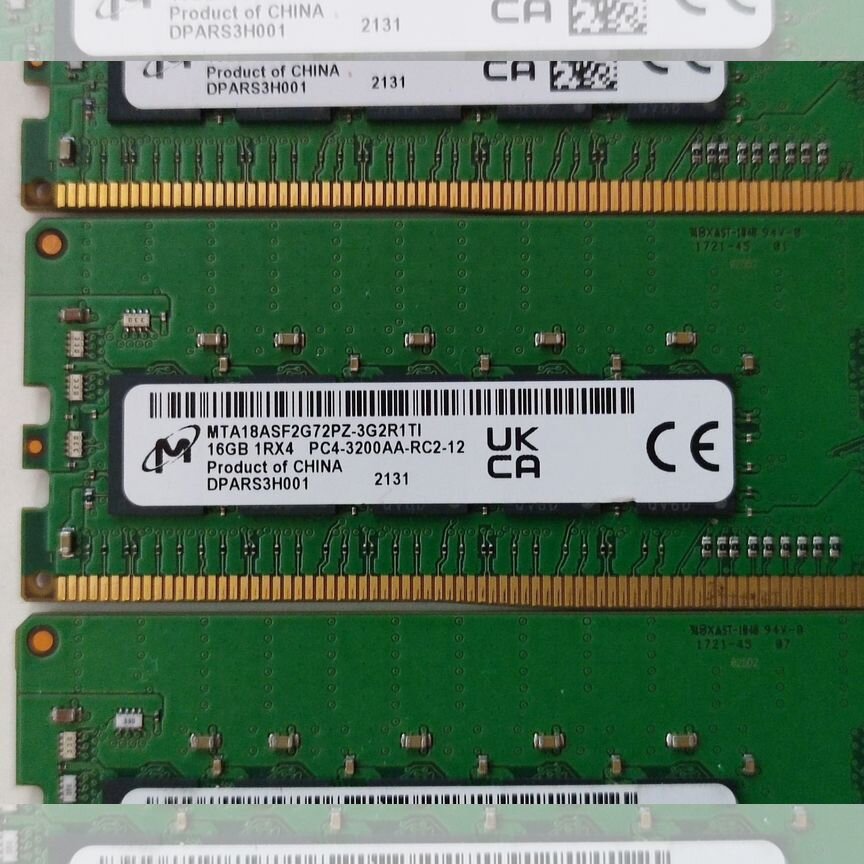 [PC4-3200AA] 16 Gb 3200 Mhz 1rx4 Rdimm Micron, Склад 3 Шт Pc4-3200aa