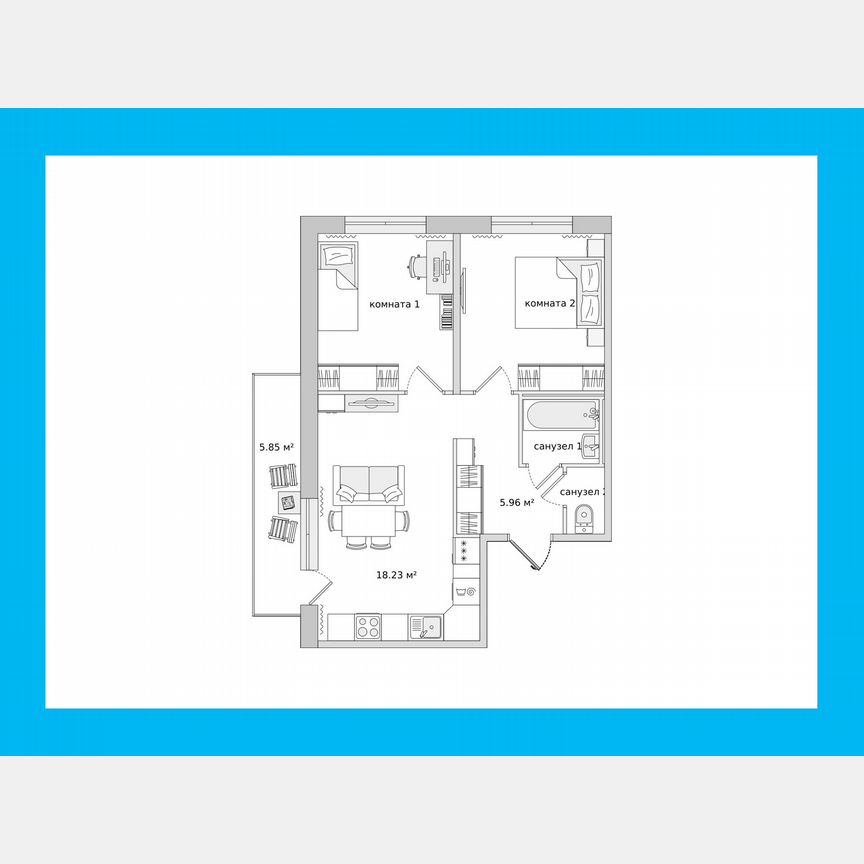 2-к. квартира, 49,9 м², 7/16 эт.