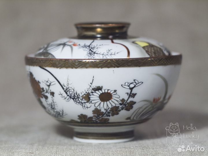 Японская чаша с крышкой и ложкой