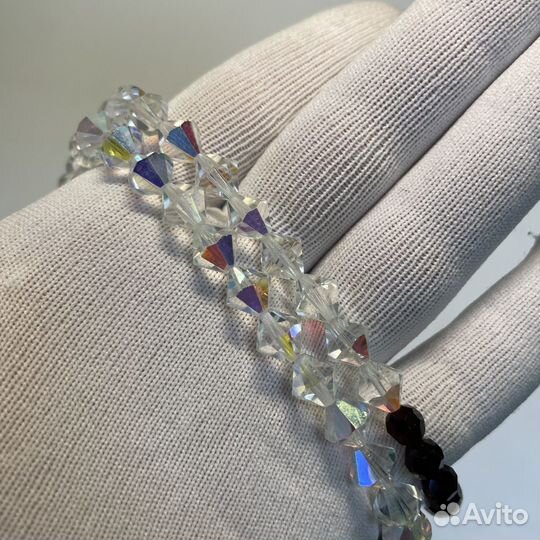 Чешские винтажные бусы, Аврора Бореалис, 66 см