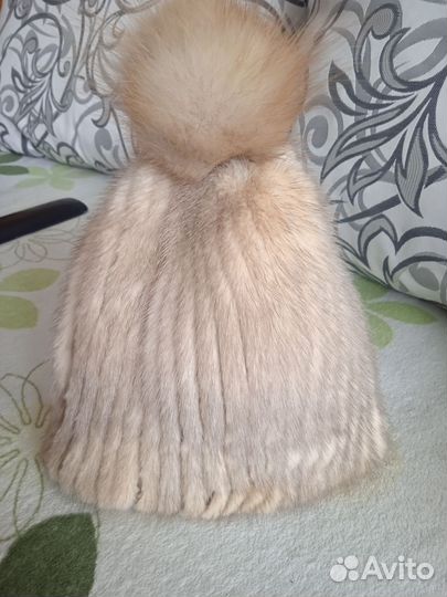 Шапка норковая вязаная