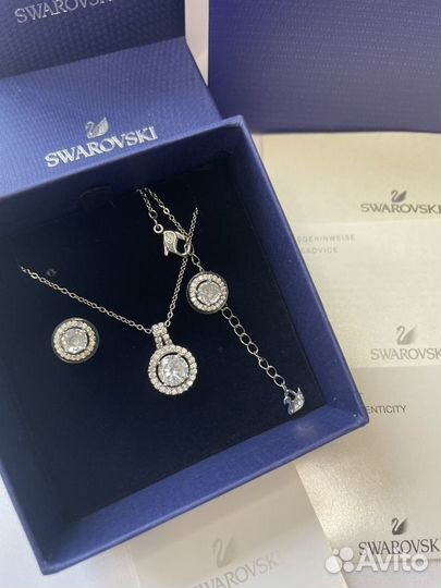 Кулон серьги пусеты Swarovski комплект новый