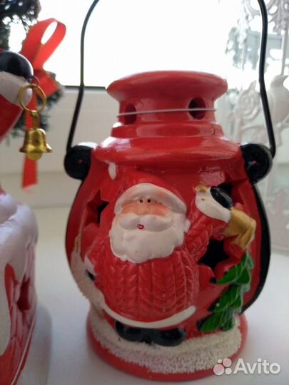 Новогодний дед мороз, снеговик сувенир светильник