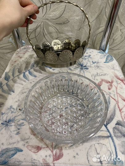 Конфетница СССР хрусталь металл