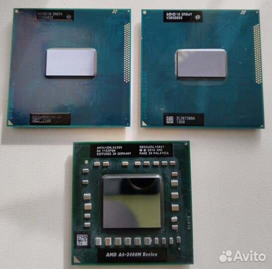 Intel i5-3230m, i3-3120m. Amd a6-3410mx