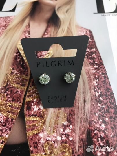 Серьги-гаоздики Pilgrim с кристаллами Swarovski
