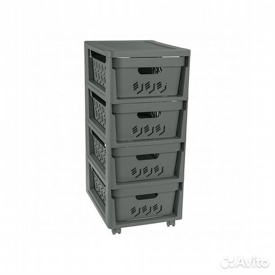 Комод 4-х секц. на колесах Luxe 300*385*690 серый