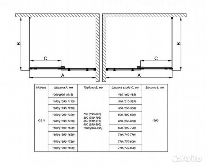 Душевой уголок Oporto Shower OS11B 170x80x190 см п