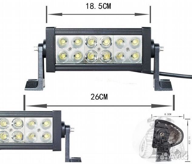 Фара диодная CH008 36W spot (12*3W) 83*82*115*260