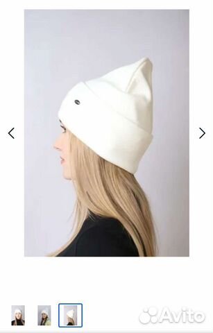 Шапка - бини двойная с отворотом из кашемира