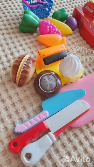 Развивающие игрушки пакетом касса, фрукты, бургер