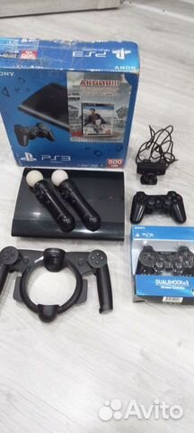 Ps3,кинект,мувы 2 шт,руль,два джоя, 500 Gb, 50 игр