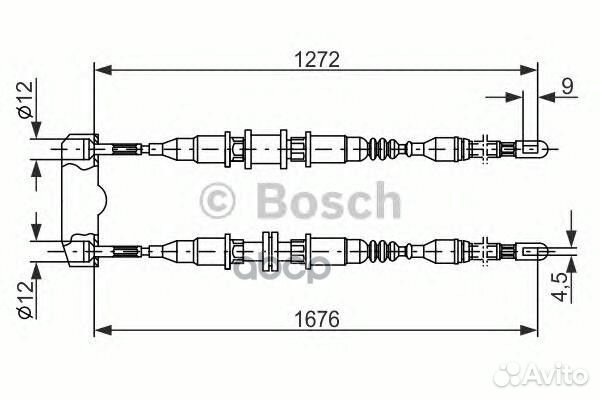 Трос стояночного тормоза зад прав/лев 19874
